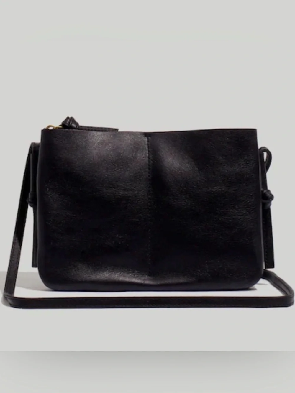 Made well Classic Black Leather Crossbody Bag - Minimalist Women's Shoulder Bag